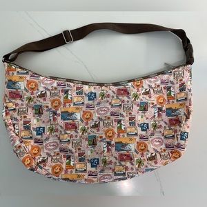 LeSportSac Nylon Messenger Bag Limited Edition Hawaiian Stamp Print